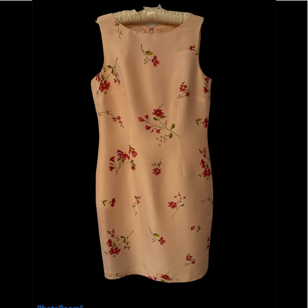 Beautiful silk  peach colored print silk dress